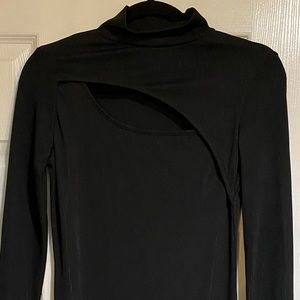 Nasty Gal black ribbed body on midi dress